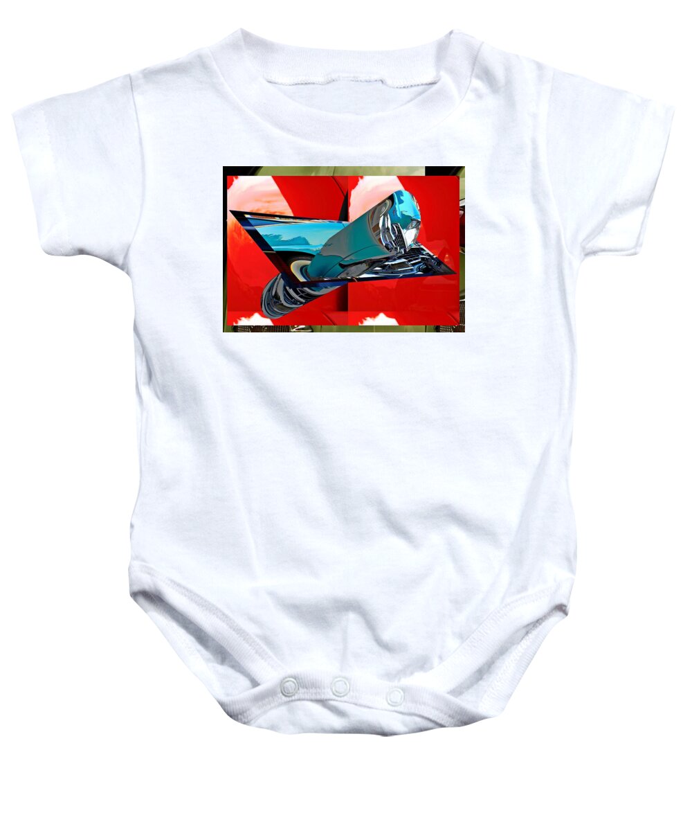 Cars Baby Onesie featuring the digital art Old car grille as art by Karl Rose