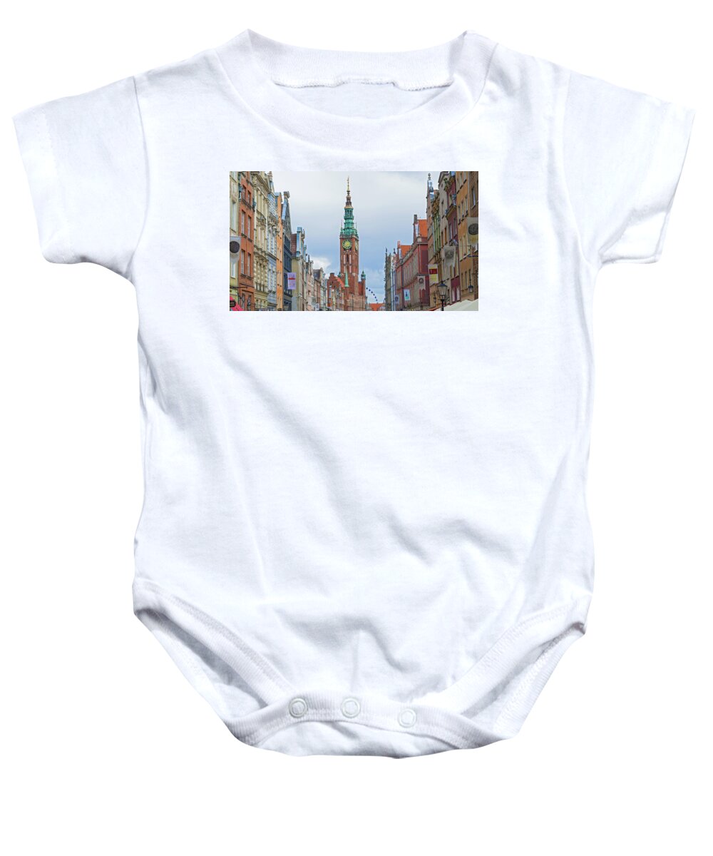 Street Baby Onesie featuring the photograph Old city hall Gdansk, Poland. by Marek Poplawski
