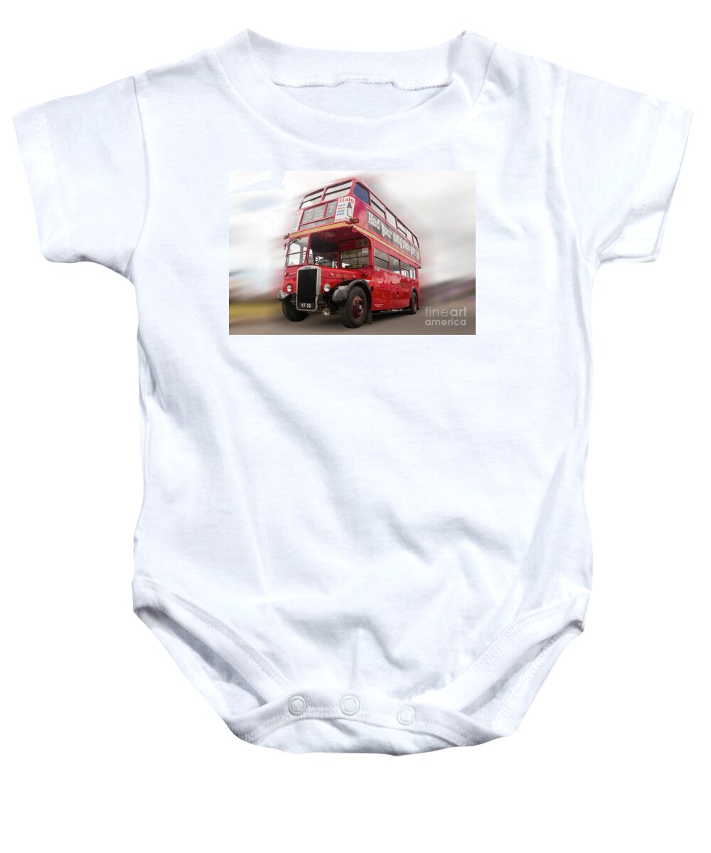 Bus Baby Onesie featuring the photograph Old Red London Bus by Tom Conway