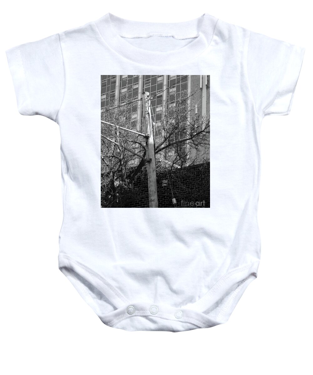 Telephone Pole Baby Onesie featuring the digital art Old Telephone Pole by Phil Perkins