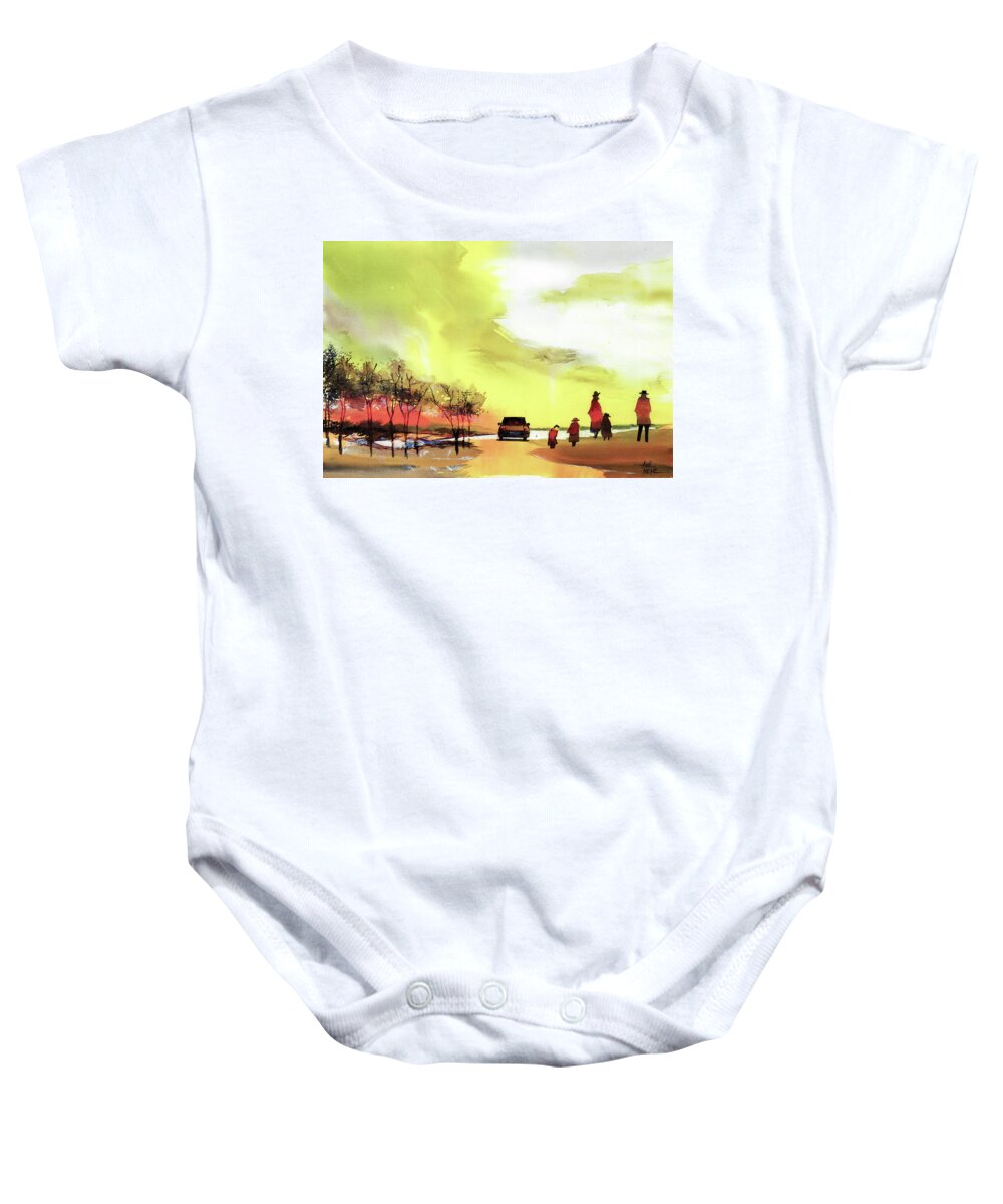 Nature Baby Onesie featuring the painting On Vacation by Anil Nene