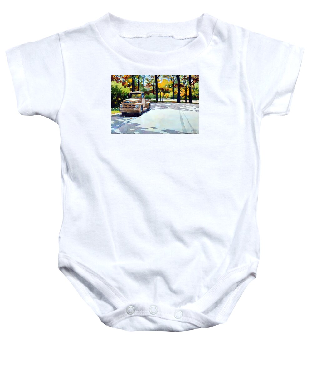 Nature Baby Onesie featuring the painting One Last Ride by Mick Williams