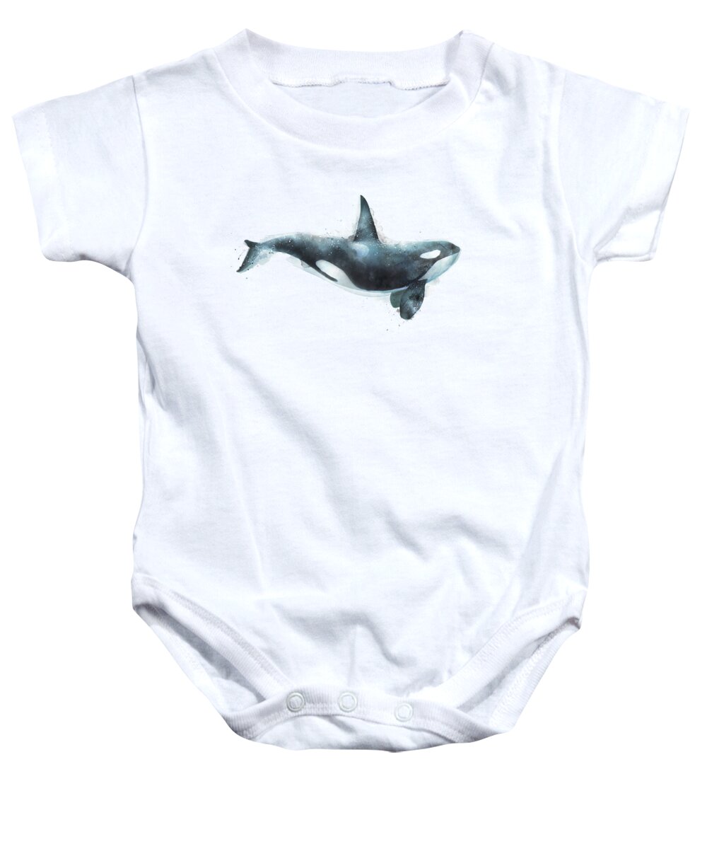 Orca Baby Onesie featuring the painting Orca by Amy Hamilton