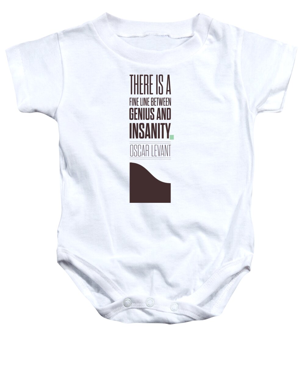 Oscar Levant Baby Onesie featuring the digital art Oscar Levant inspirational Typography quotes poster by Lab No 4 - The Quotography Department
