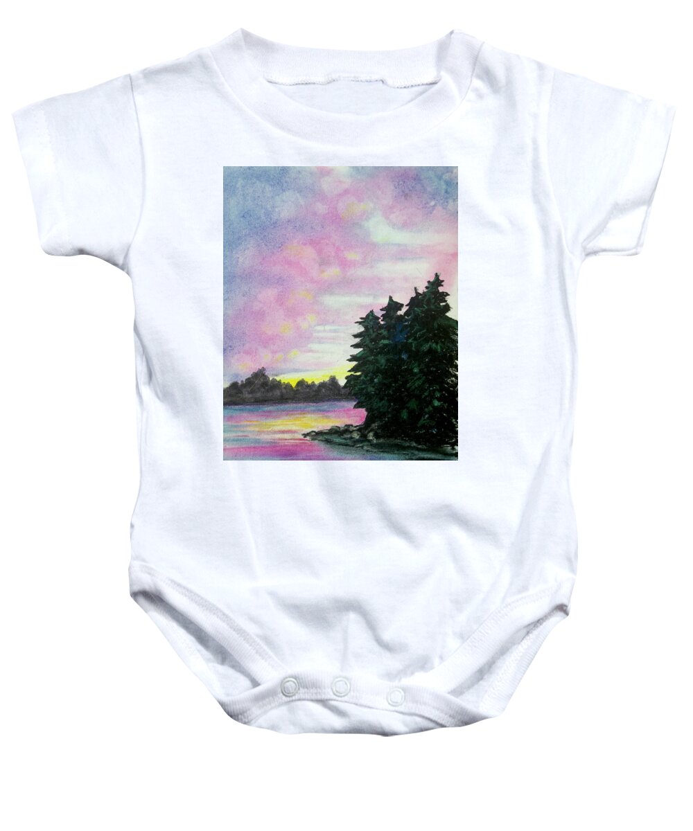 Sunset Baby Onesie featuring the pastel Ozark Sunset by Michele Fritz
