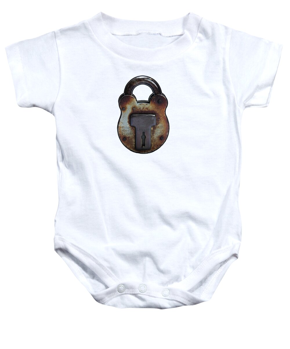 Lock Baby Onesie featuring the photograph PadLock by Tom Conway