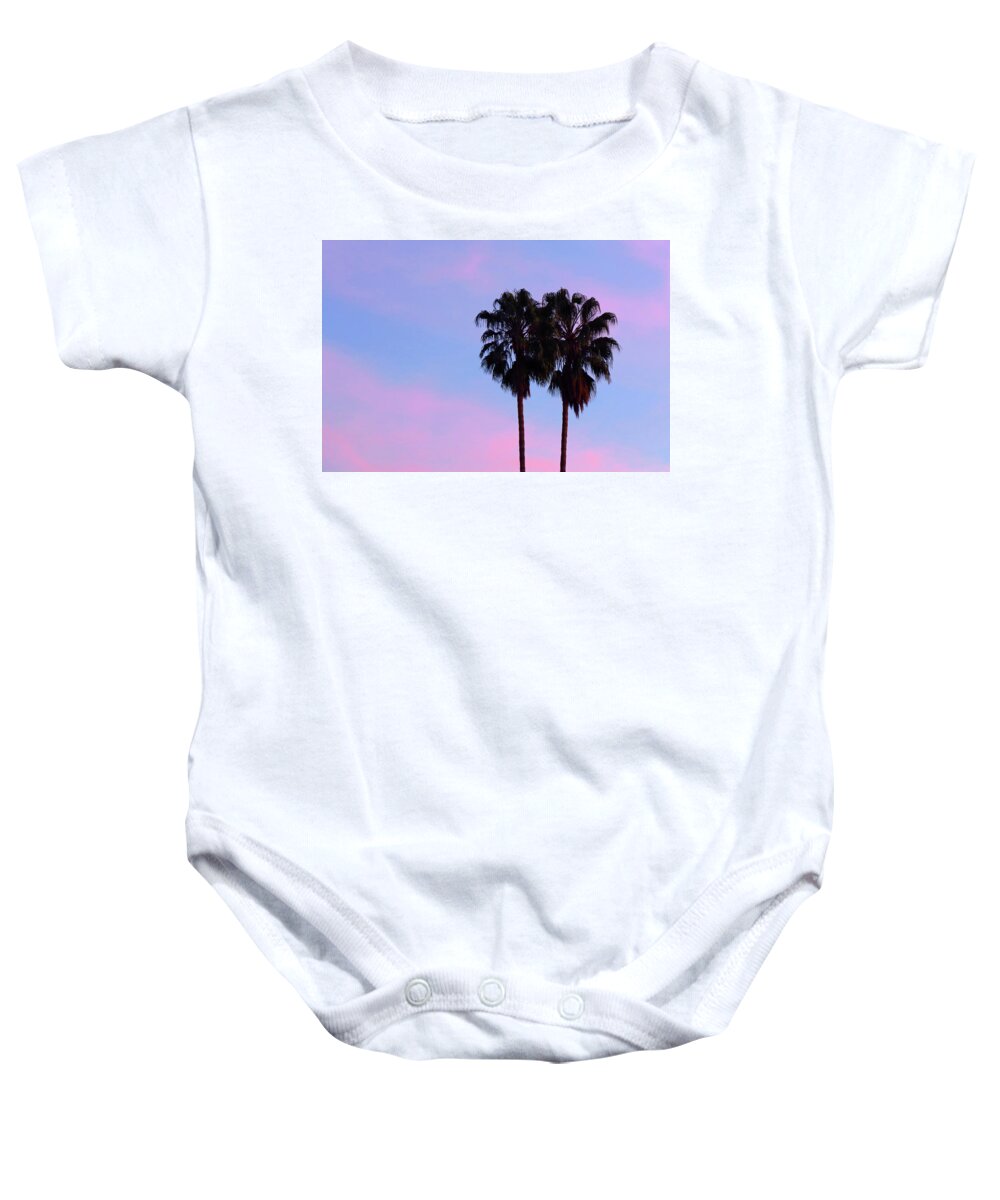 Palm Trees Baby Onesie featuring the photograph Palm Trees Silhouette at Sunset by Ram Vasudev