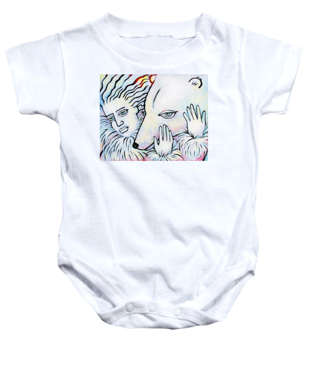 Polar Bear Baby Onesie featuring the painting Pals by Angela Treat Lyon