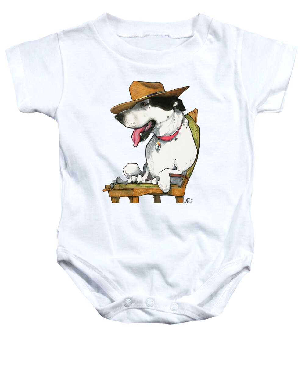 Pet Portrait Baby Onesie featuring the drawing Paluzzi 7-1383 by Canine Caricatures By John LaFree