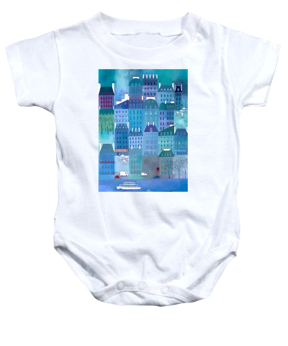 Paris Baby Onesie featuring the painting Paris Blues by Nic Squirrell