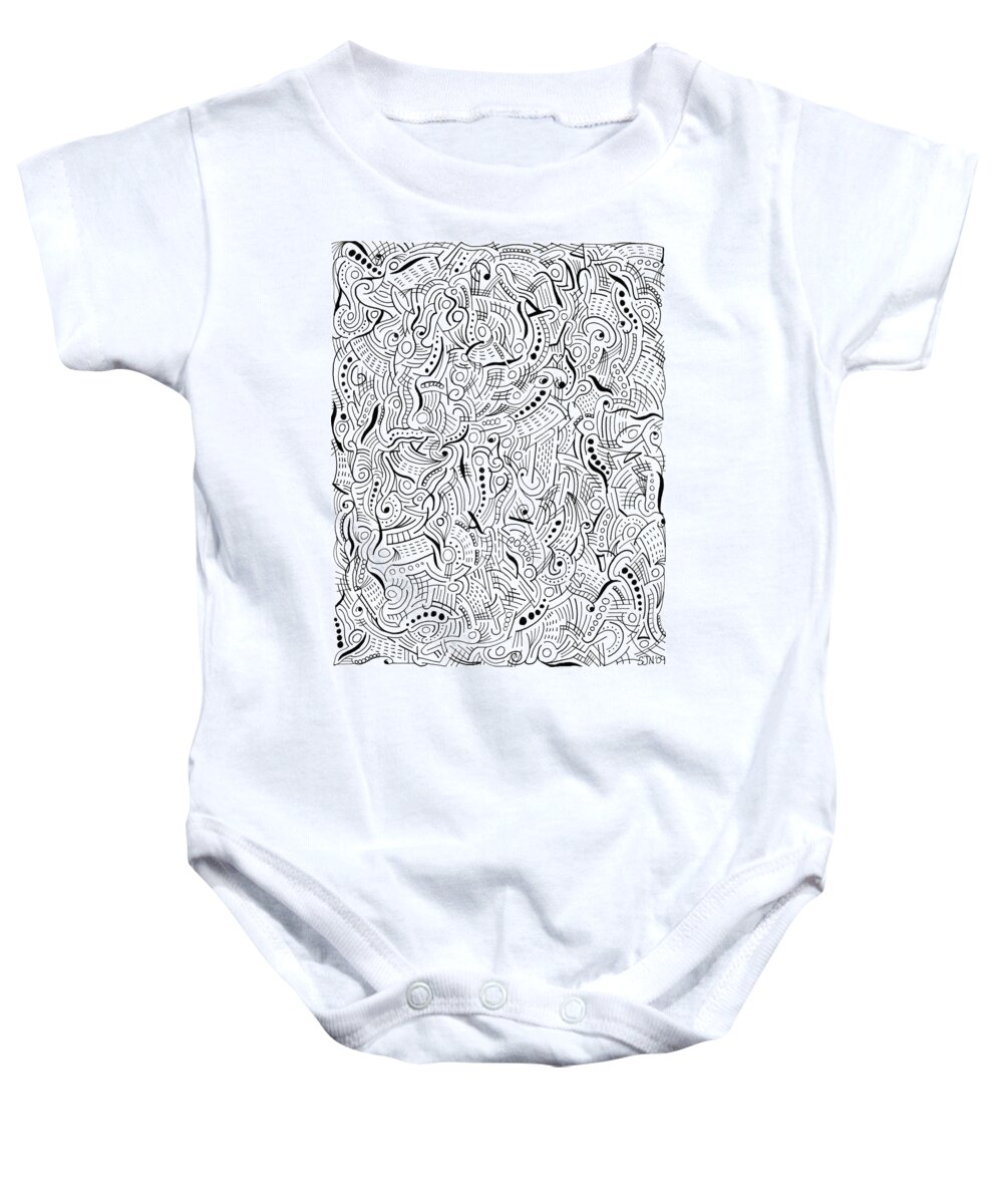 Abstract Baby Onesie featuring the drawing Passion by Steven Natanson