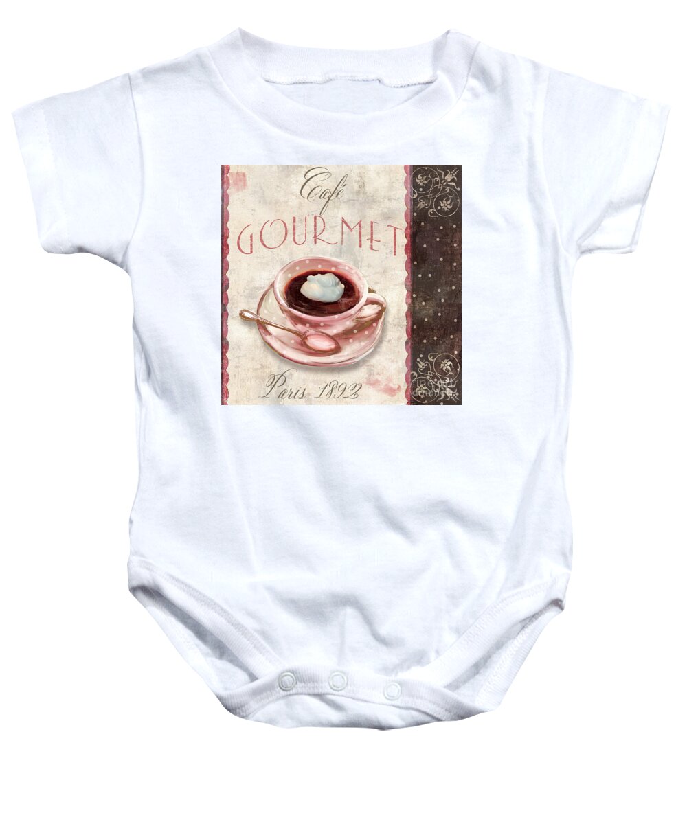 Coffee Baby Onesie featuring the painting Patisserie Cafe Gourmet Coffee by Mindy Sommers