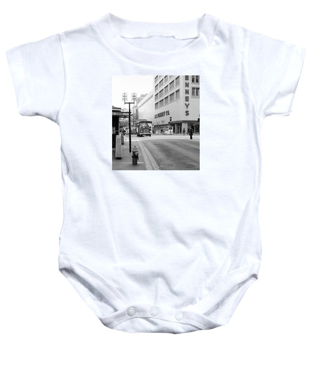 Book Work Baby Onesie featuring the photograph Penney's on the Mall by Mike Evangelist