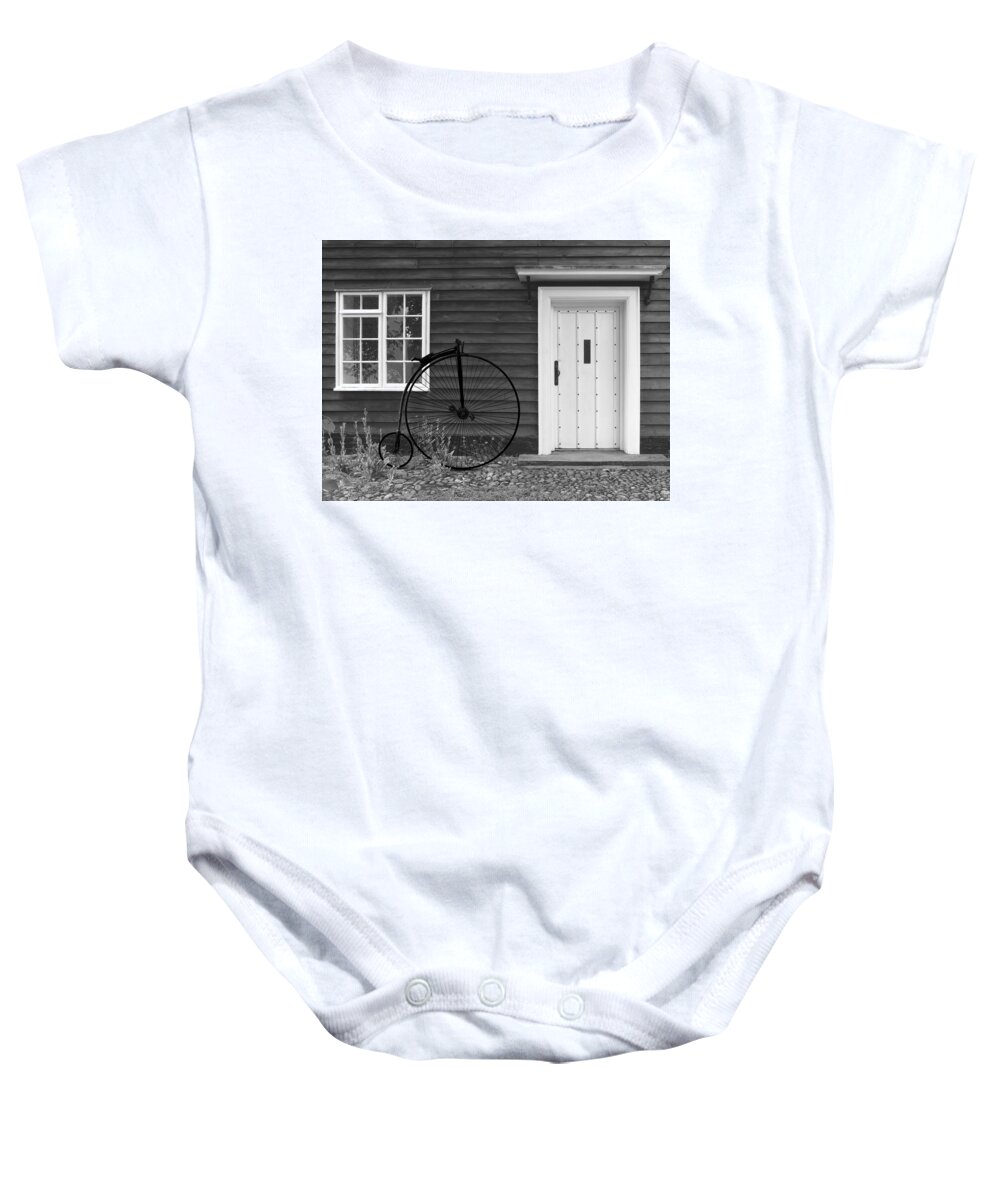 Penny Farthing Baby Onesie featuring the photograph Penny Farthing Cottage by Gill Billington