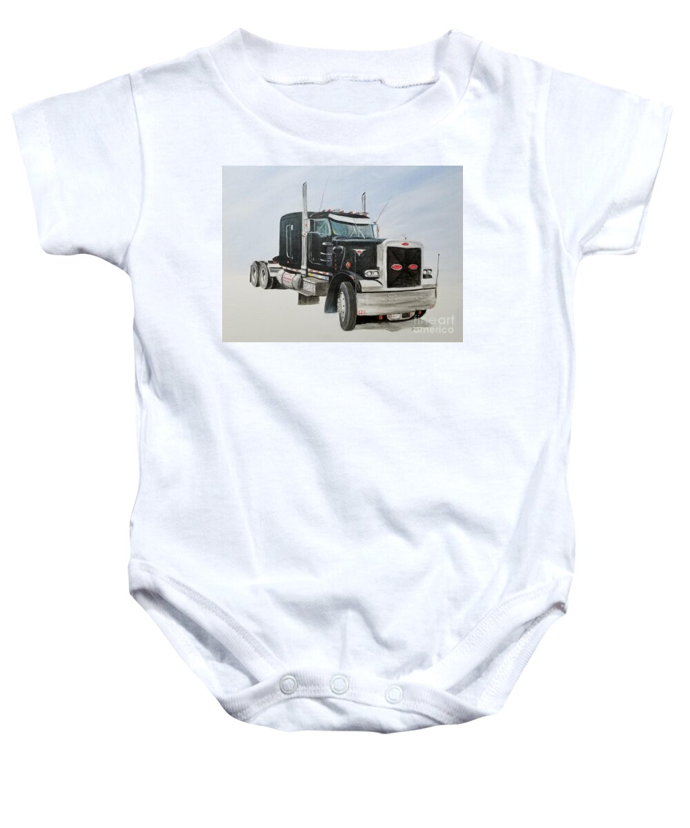 Peterbilt Baby Onesie featuring the painting Peterbilt by Stacy C Bottoms