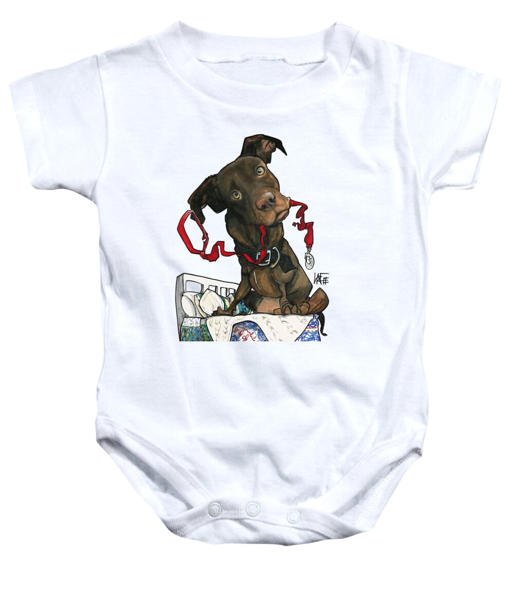 Pet Portrait Baby Onesie featuring the drawing Peterson 3105 by Canine Caricatures By John LaFree