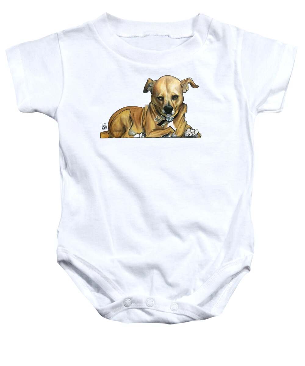 Pet Portrait Baby Onesie featuring the drawing Peterson 3270 by Canine Caricatures By John LaFree