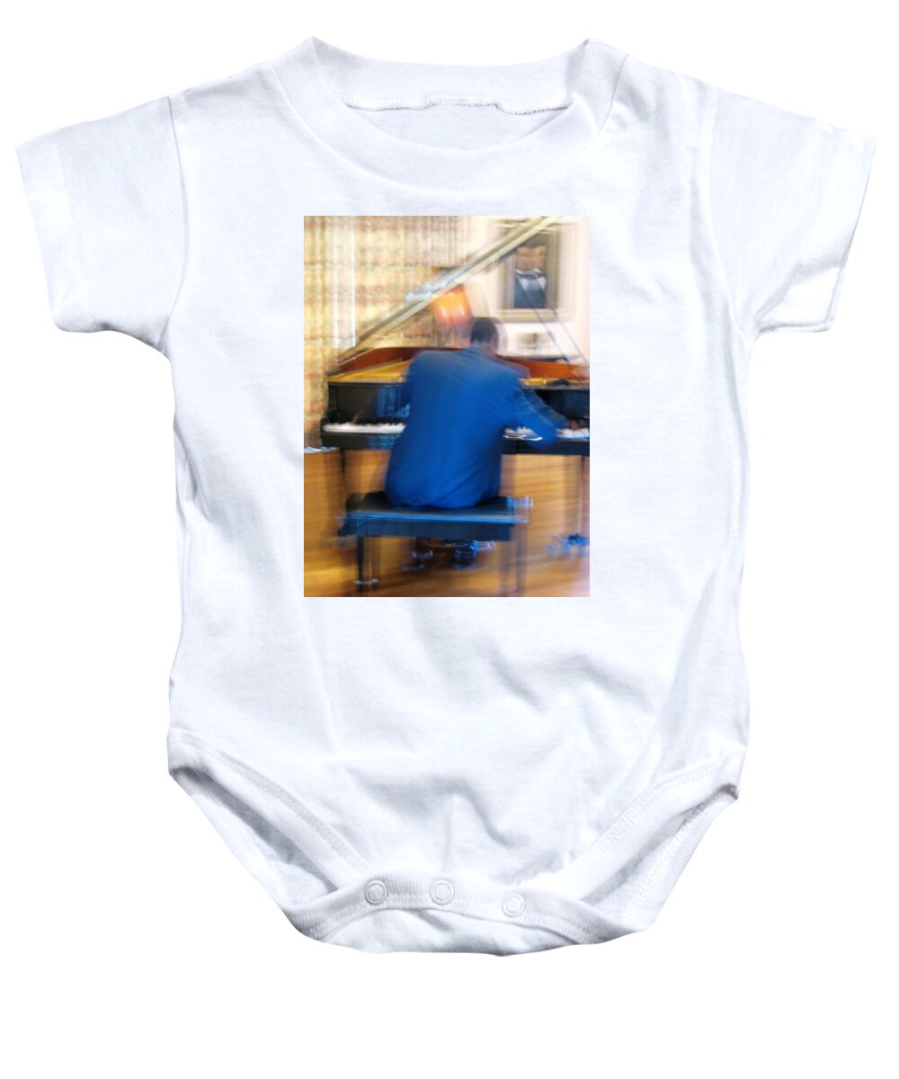 Photo Baby Onesie featuring the photograph Piano Player in Action 1 by John Vincent Palozzi