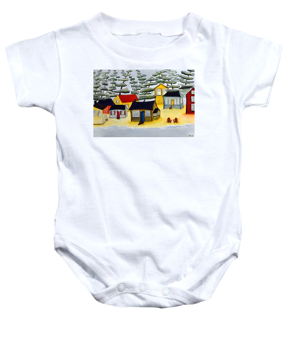 Abstract Baby Onesie featuring the painting Pine Cove by Heather Lovat-Fraser