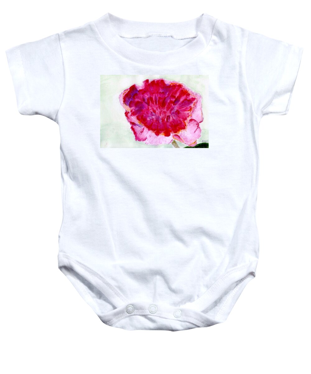 Pink Baby Onesie featuring the painting Pink Flower by Jamie Frier