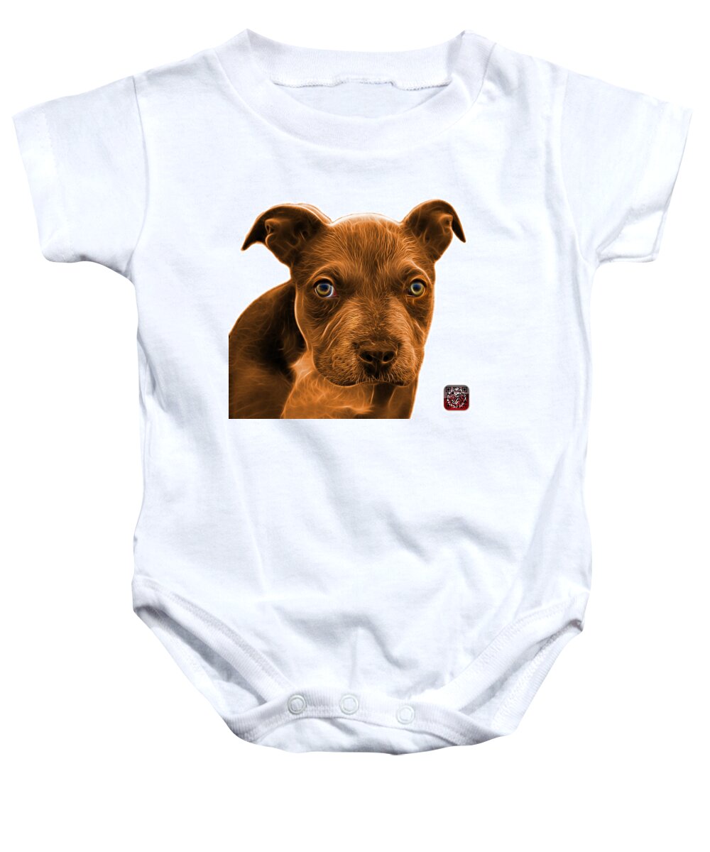 Pitbull Baby Onesie featuring the painting Pitbull puppy pop art - 7085 WB by James Ahn