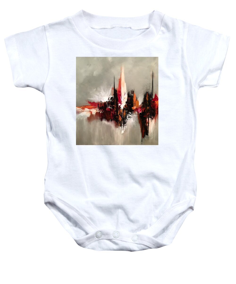 Abstract Baby Onesie featuring the painting Point of Power by Soraya Silvestri