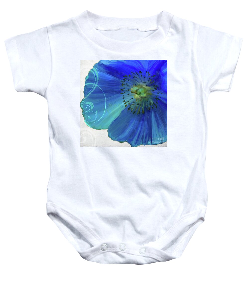 Poppy Baby Onesie featuring the painting Poppy Blues III by Mindy Sommers