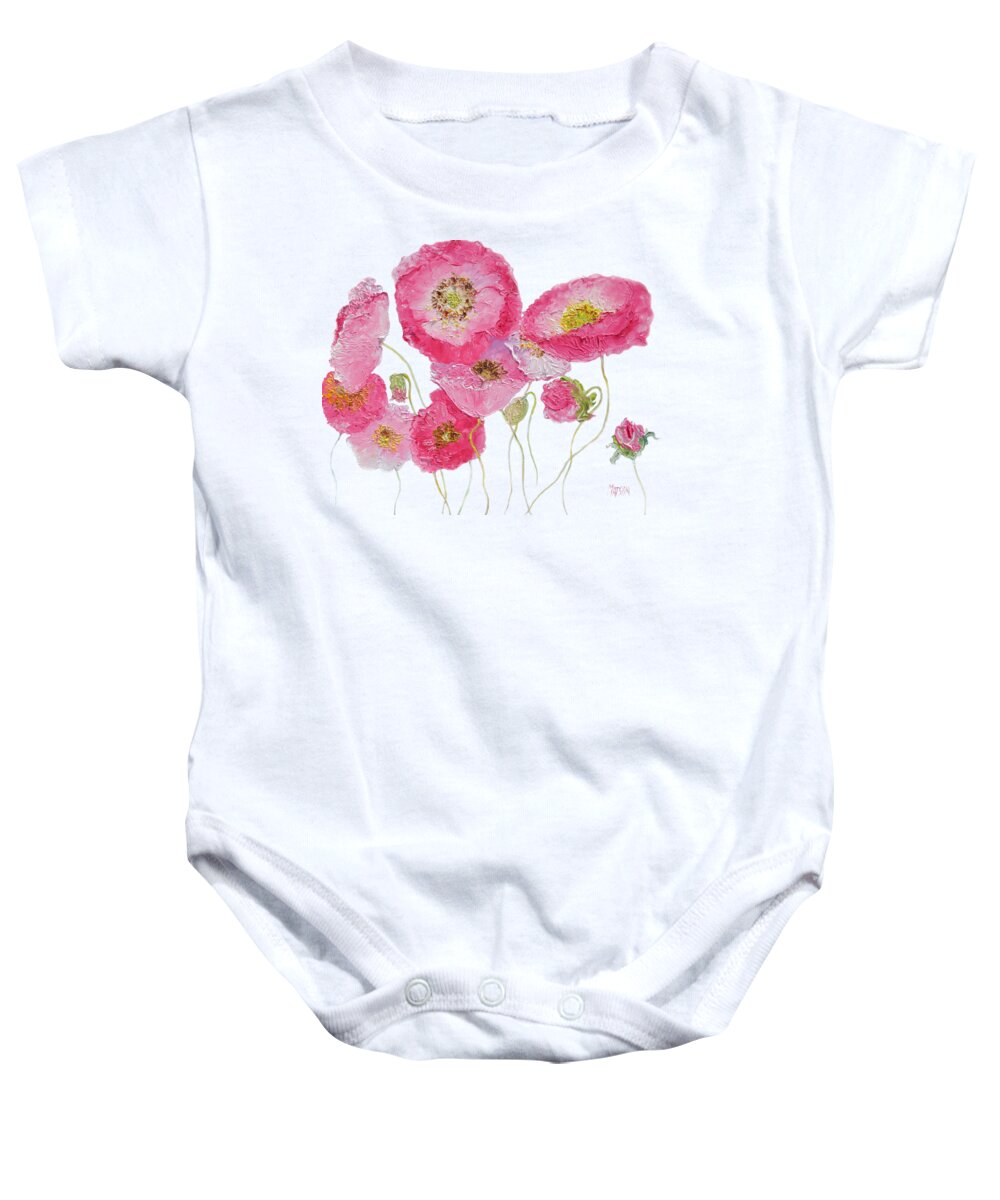 Poppies Baby Onesie featuring the painting Poppy painting on white background by Jan Matson