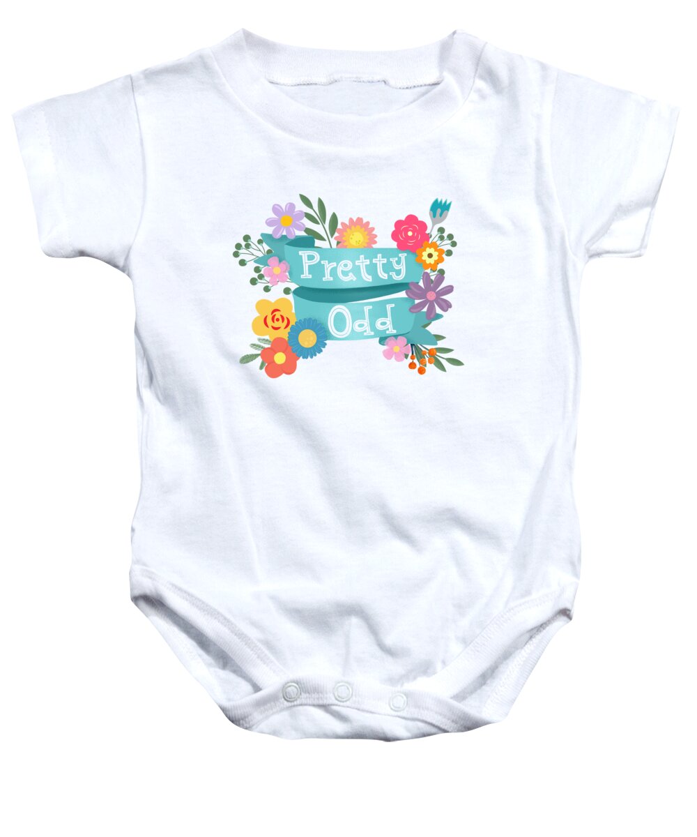 Painting Baby Onesie featuring the painting Pretty Odd Floral Banner by Little Bunny Sunshine