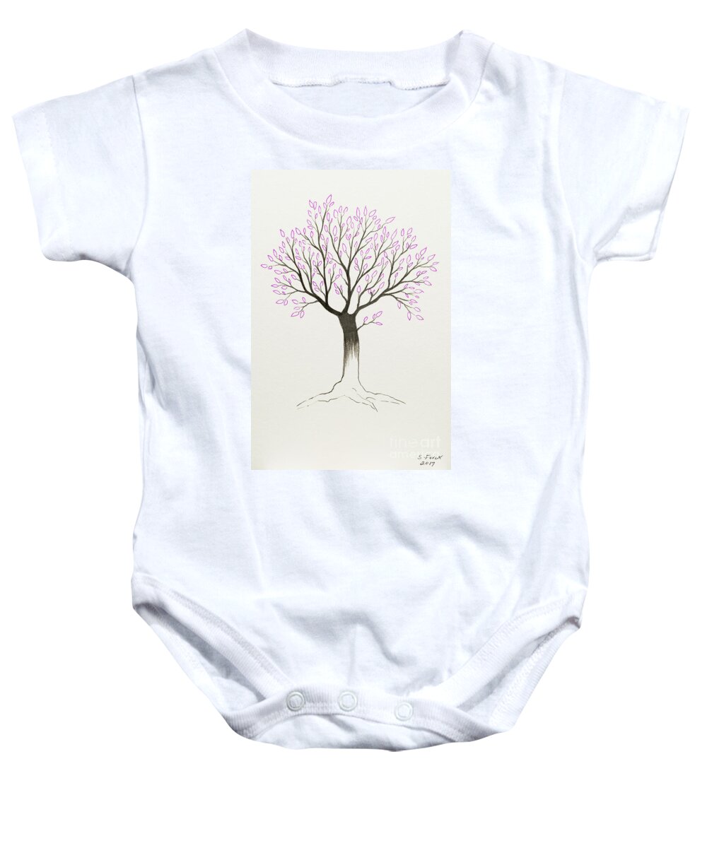 Tree Baby Onesie featuring the painting Purple tree by Stefanie Forck
