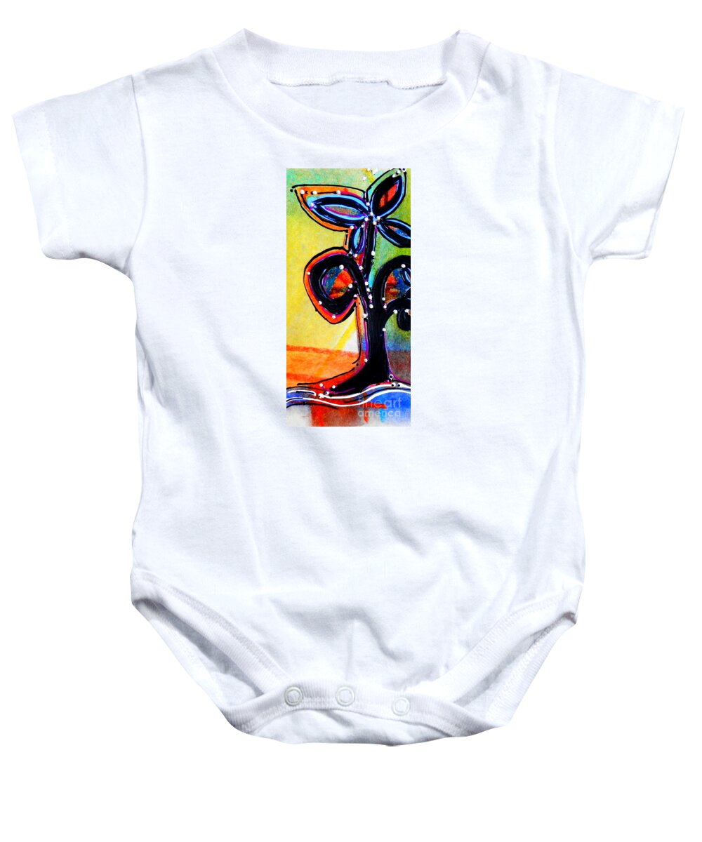 Unique Baby Onesie featuring the mixed media Quorcky by Barbara Leigh Art