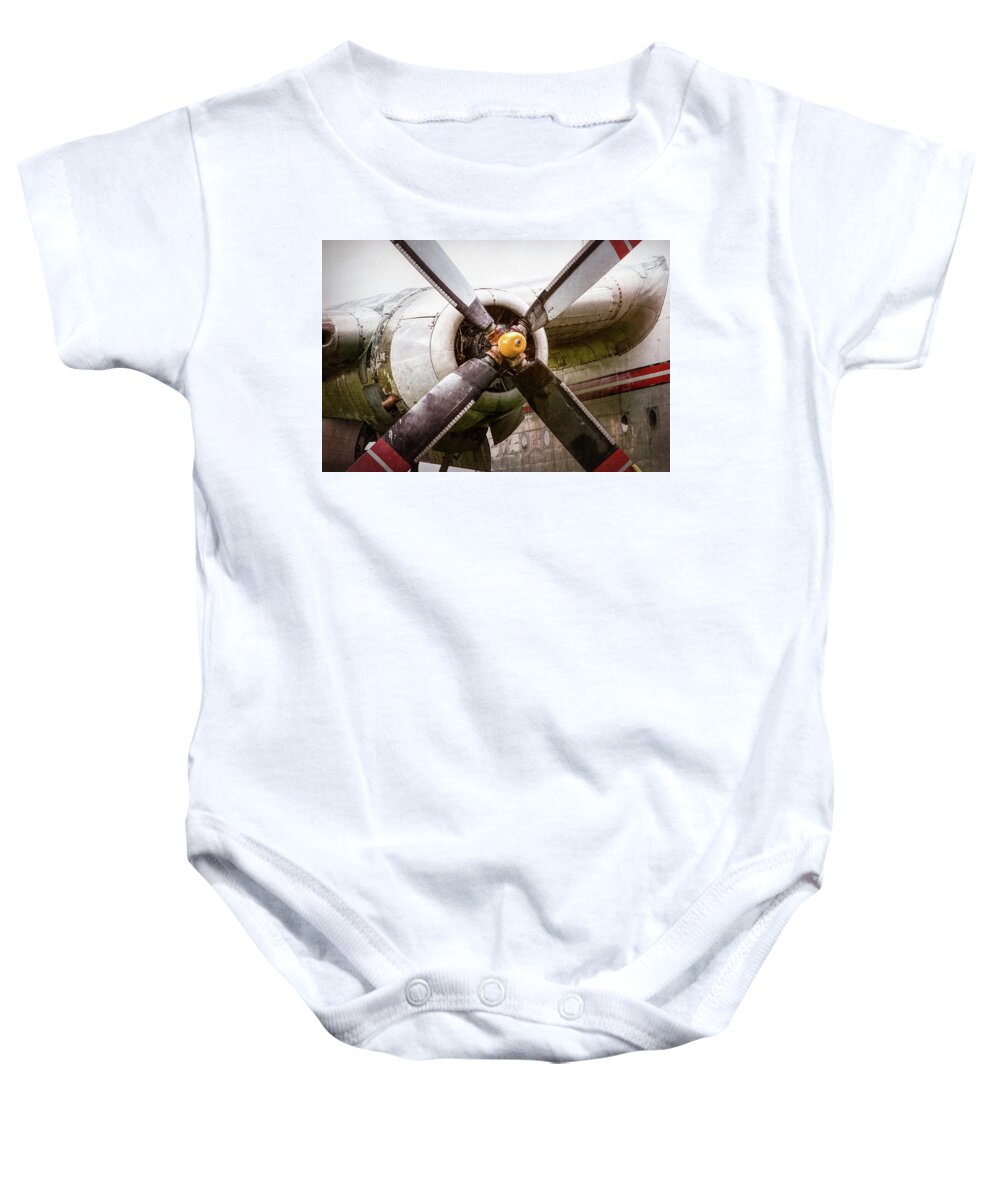 Vintage Planes Baby Onesie featuring the photograph Radial Engine and Prop - Fairchild C-119 Flying Boxcar by Gary Heller