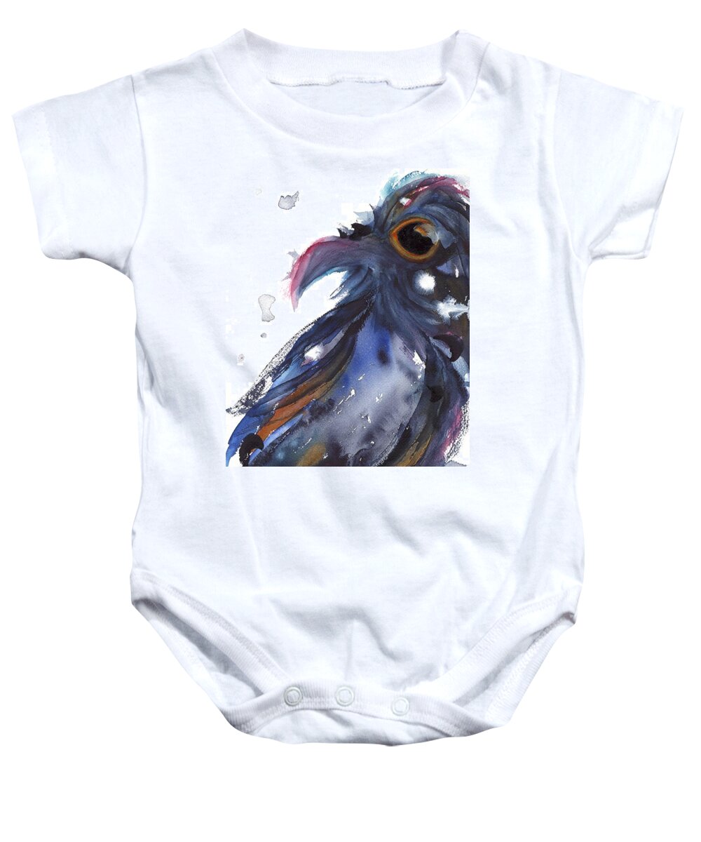 Raven Baby Onesie featuring the painting Raven 1 by Dawn Derman