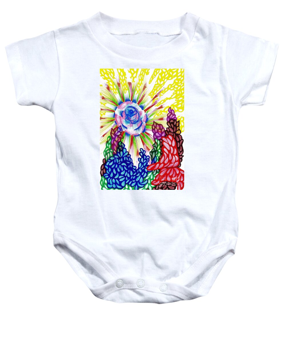 Abstract Art Baby Onesie featuring the drawing Ray of Light by Elaine Berger