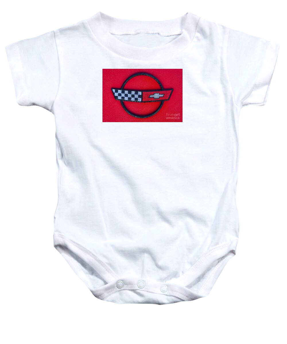 Corvette Baby Onesie featuring the photograph Red C4 by Dennis Hedberg