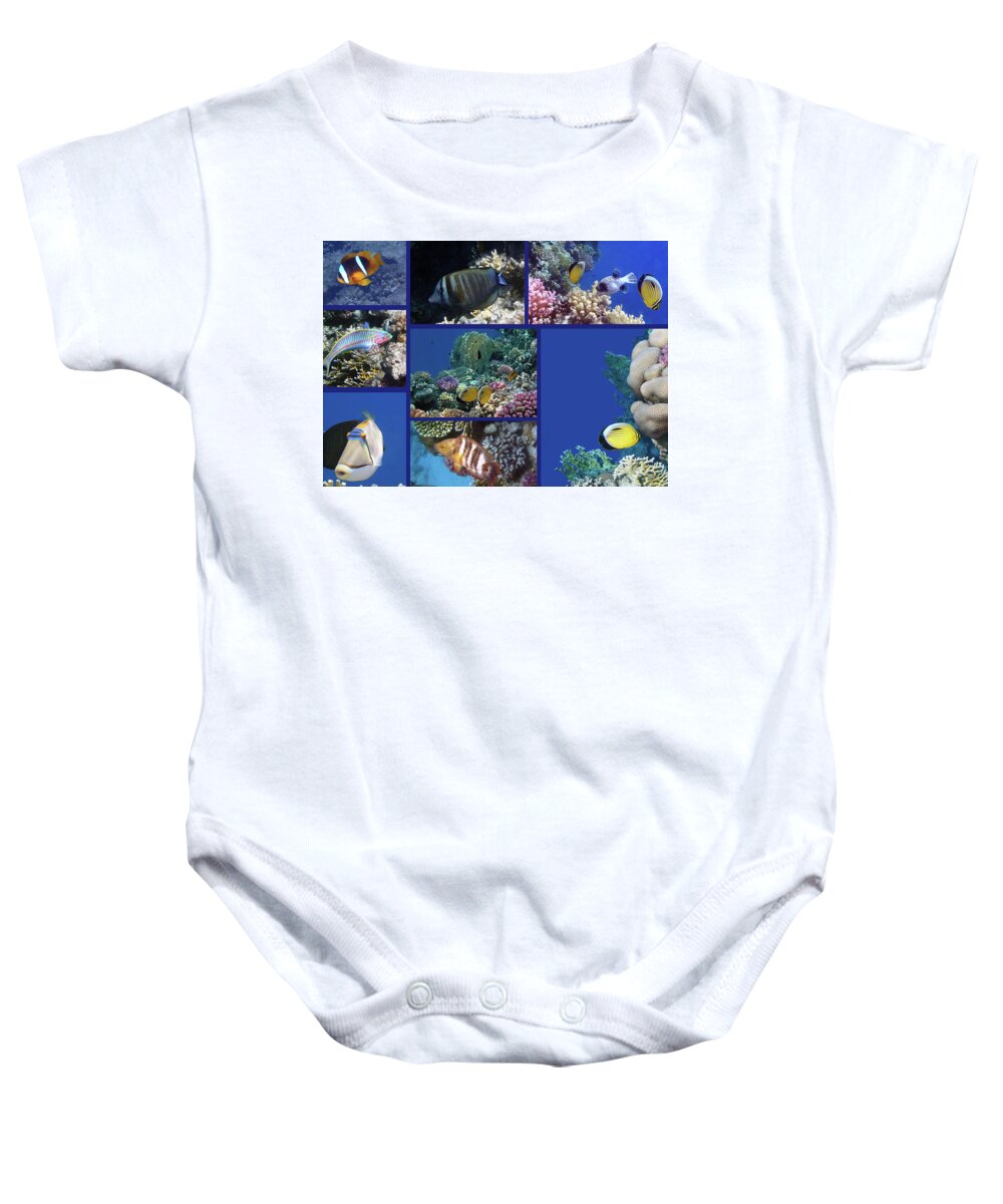 Sea Baby Onesie featuring the photograph Red Sea Collage by Johanna Hurmerinta