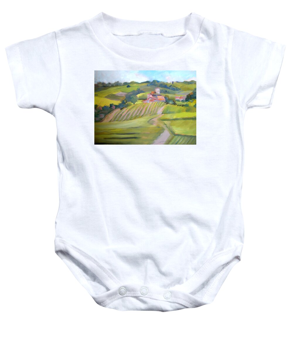 St milion 33 Baby Onesie featuring the painting Reparssac 33 by Kim PARDON