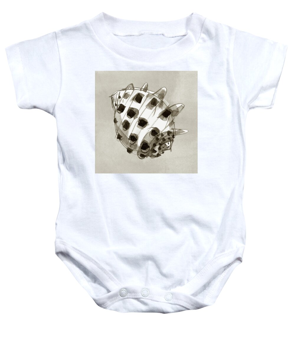 Seashell Baby Onesie featuring the painting Ricinus Drupe - Back by Judith Kunzle