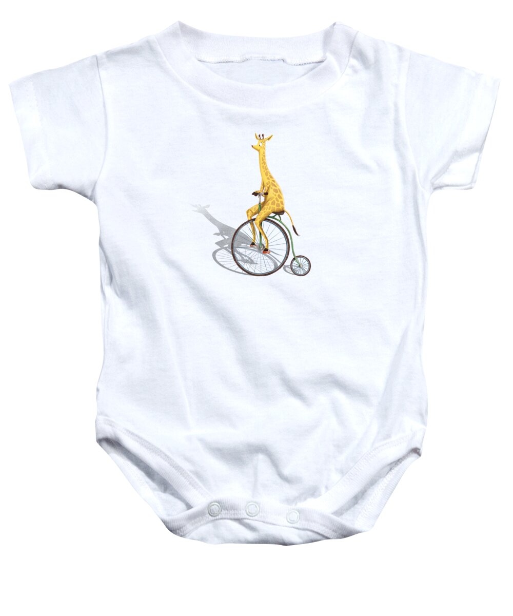 Kidlit Baby Onesie featuring the digital art Ride My Bike by Michael Ciccotello