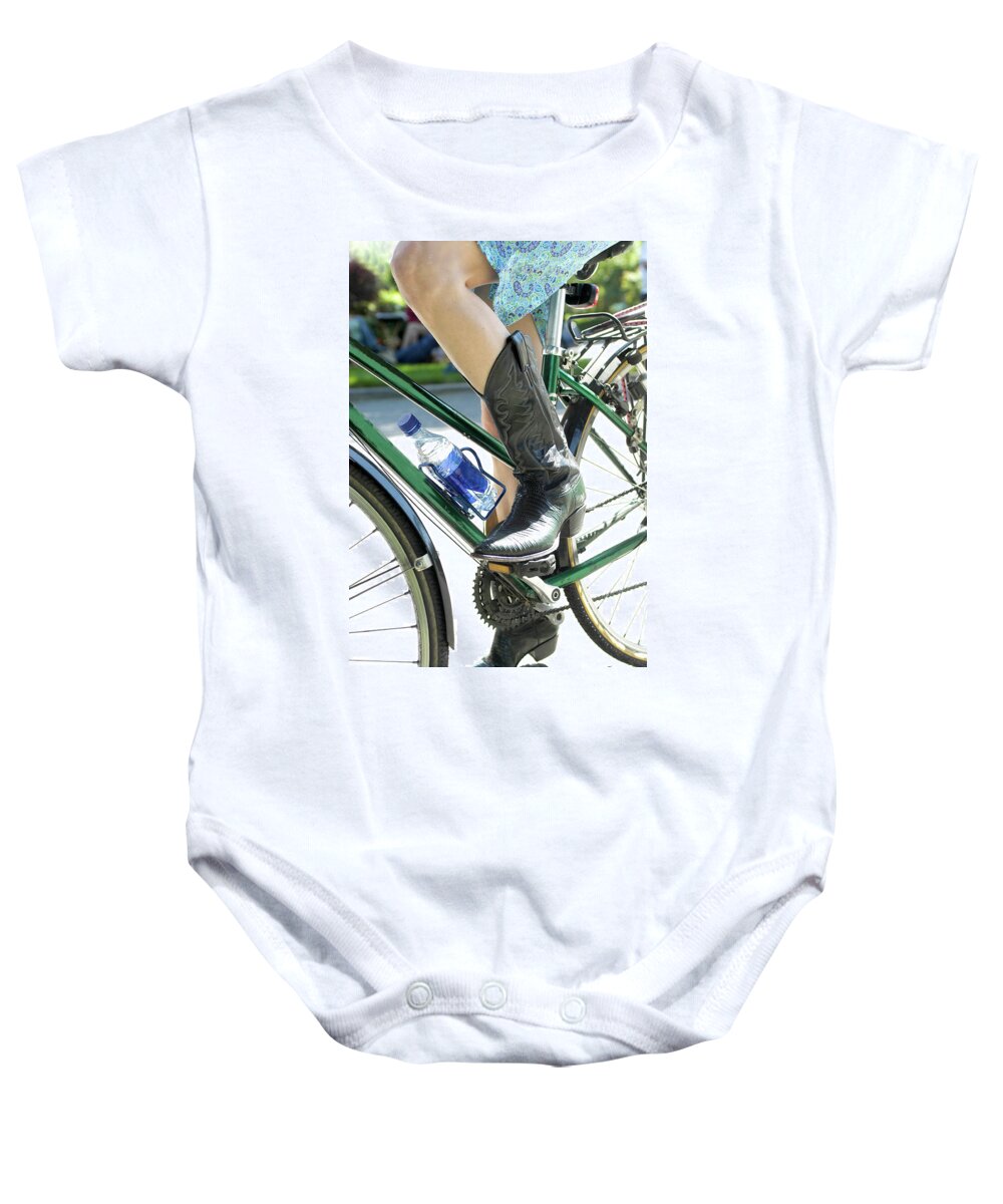 Bicycles Baby Onesie featuring the photograph Riding In Style by Frank DiMarco