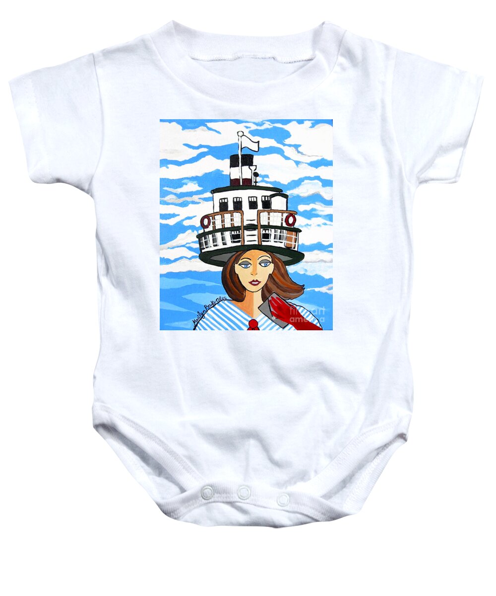 R.m.s. Segwun Baby Onesie featuring the painting R.M.S. Segwun - Delivering the mail by Marilyn Brooks