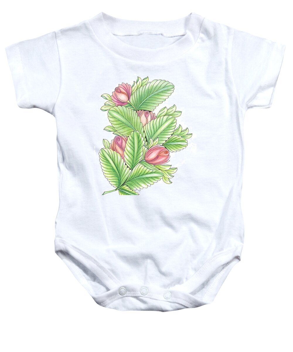 Plume Baby Onesie featuring the drawing Roses by Alexandra Louie