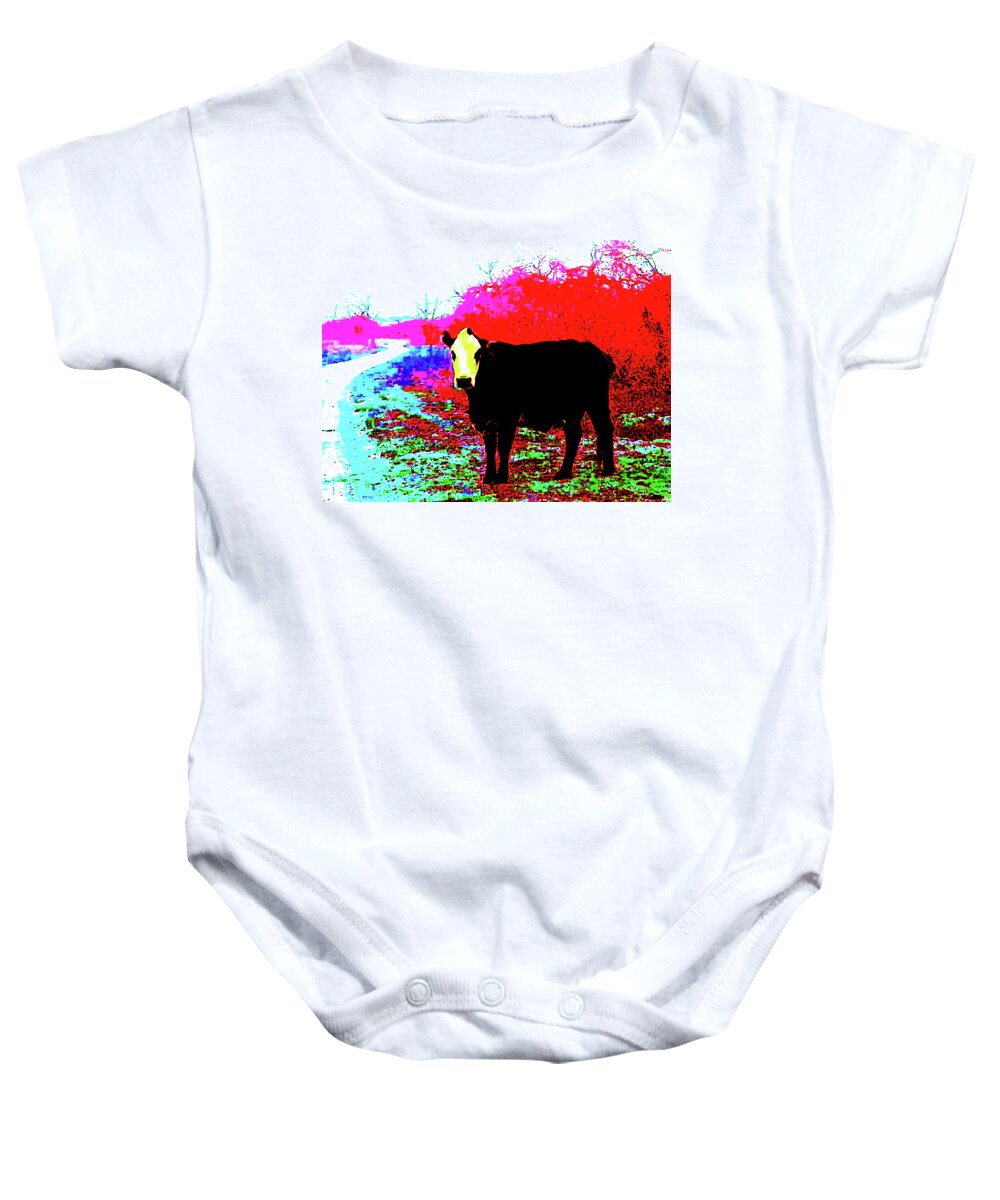 Cow Baby Onesie featuring the photograph Rosie Shades by Meghan Elizabeth