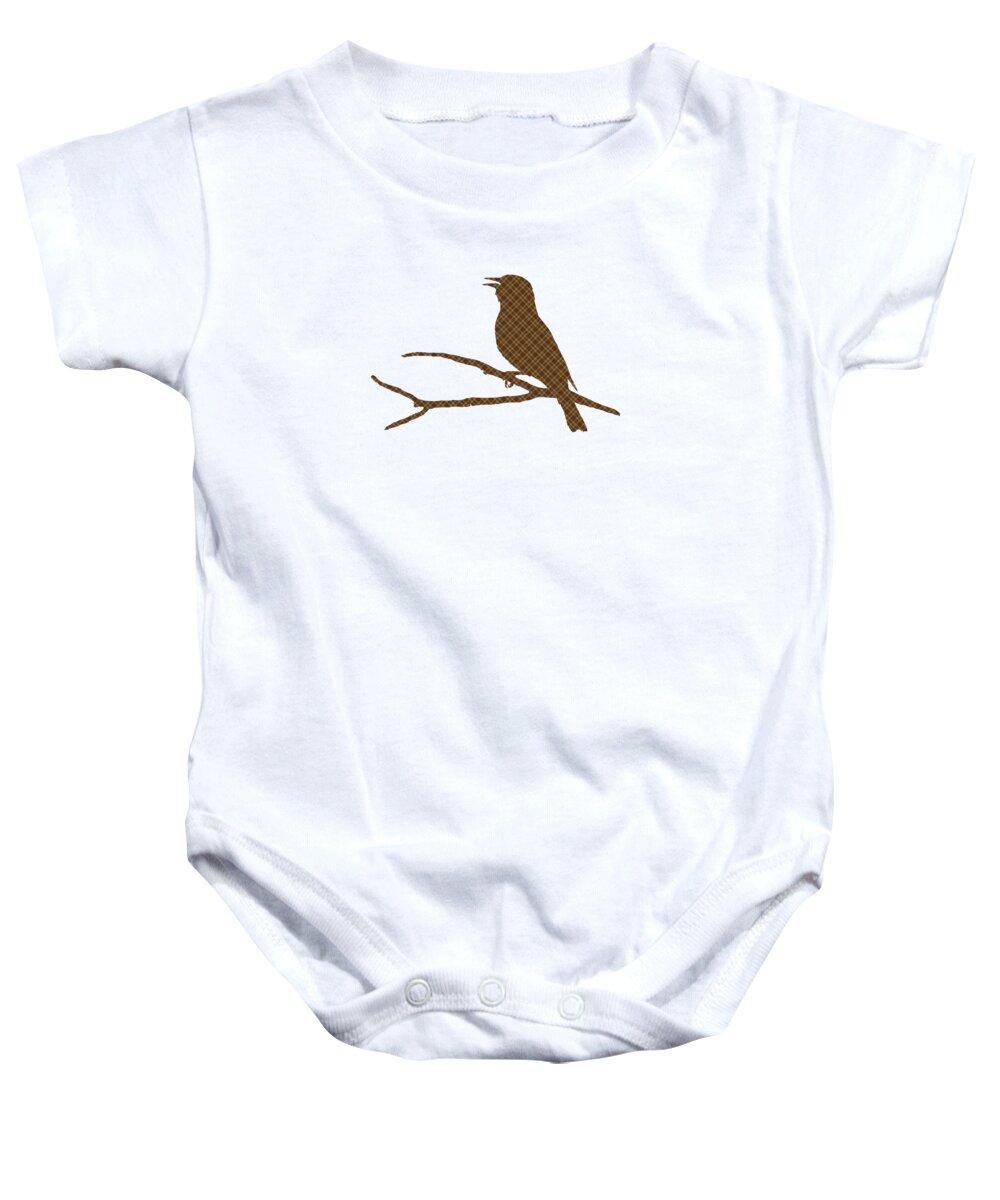 Bird Baby Onesie featuring the mixed media Brown Bird Silhouette by Christina Rollo