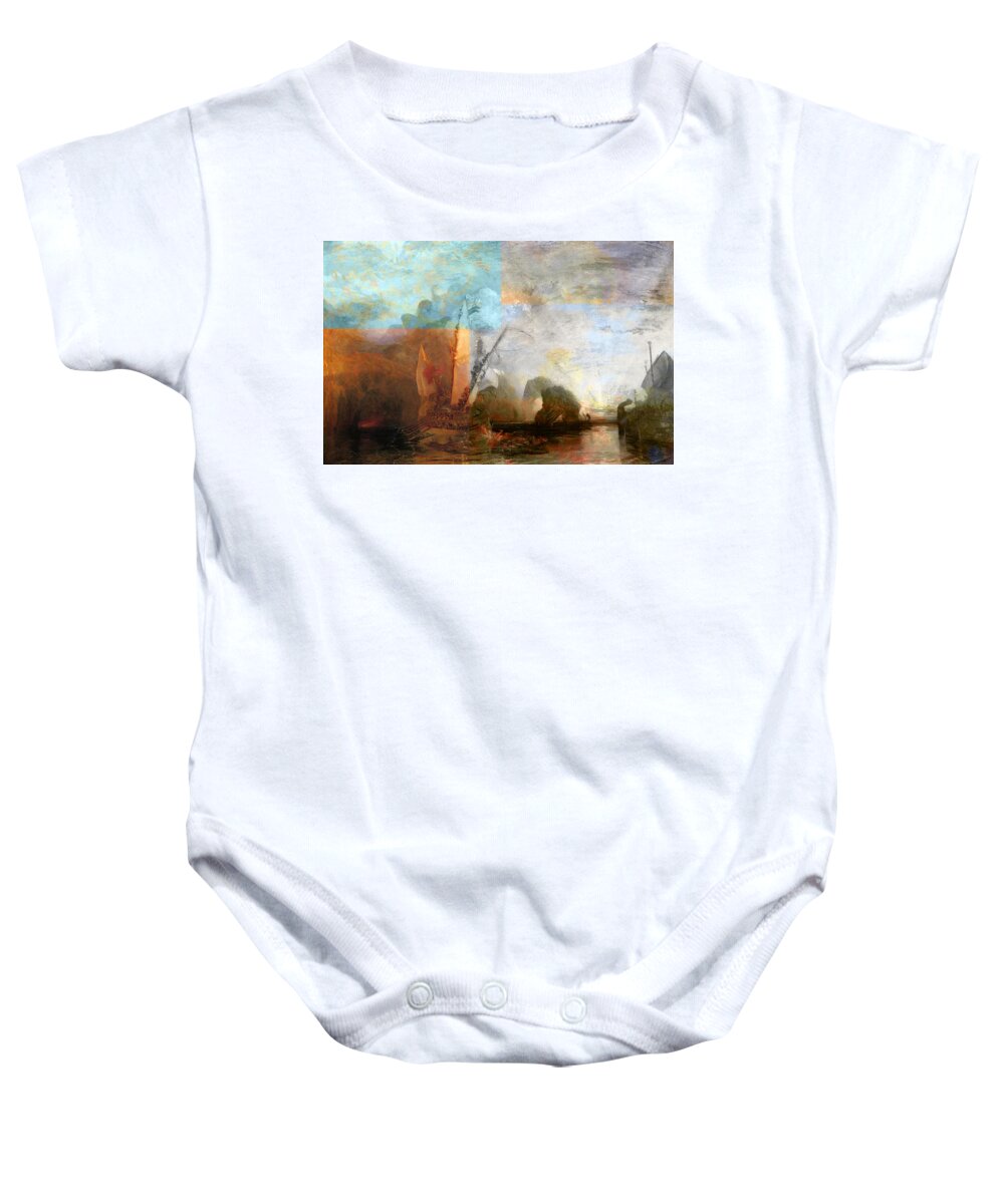 Abstract In The Living Room Baby Onesie featuring the digital art Rustic I Turner by David Bridburg