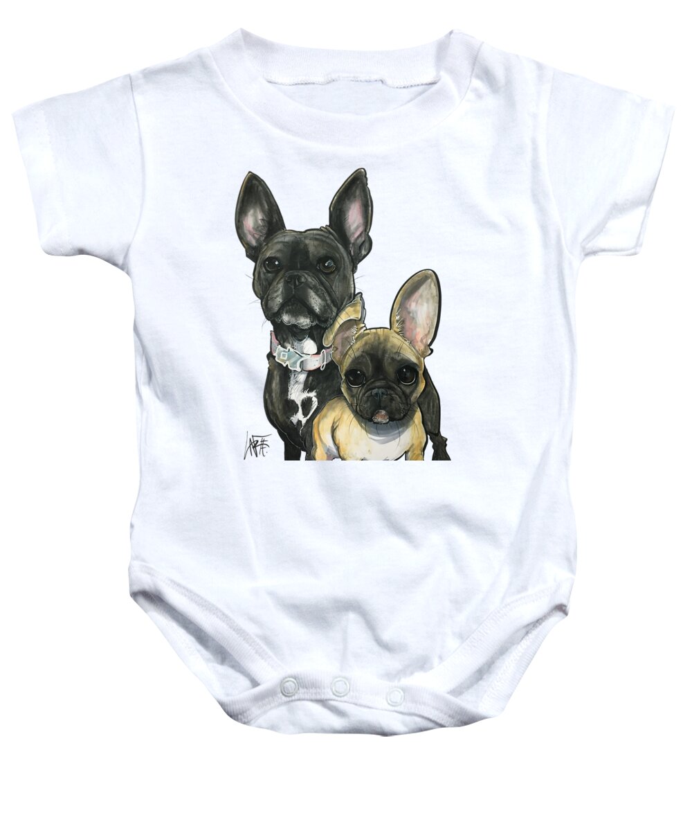 French Bulldog Baby Onesie featuring the drawing Ryan 3865 by Canine Caricatures By John LaFree