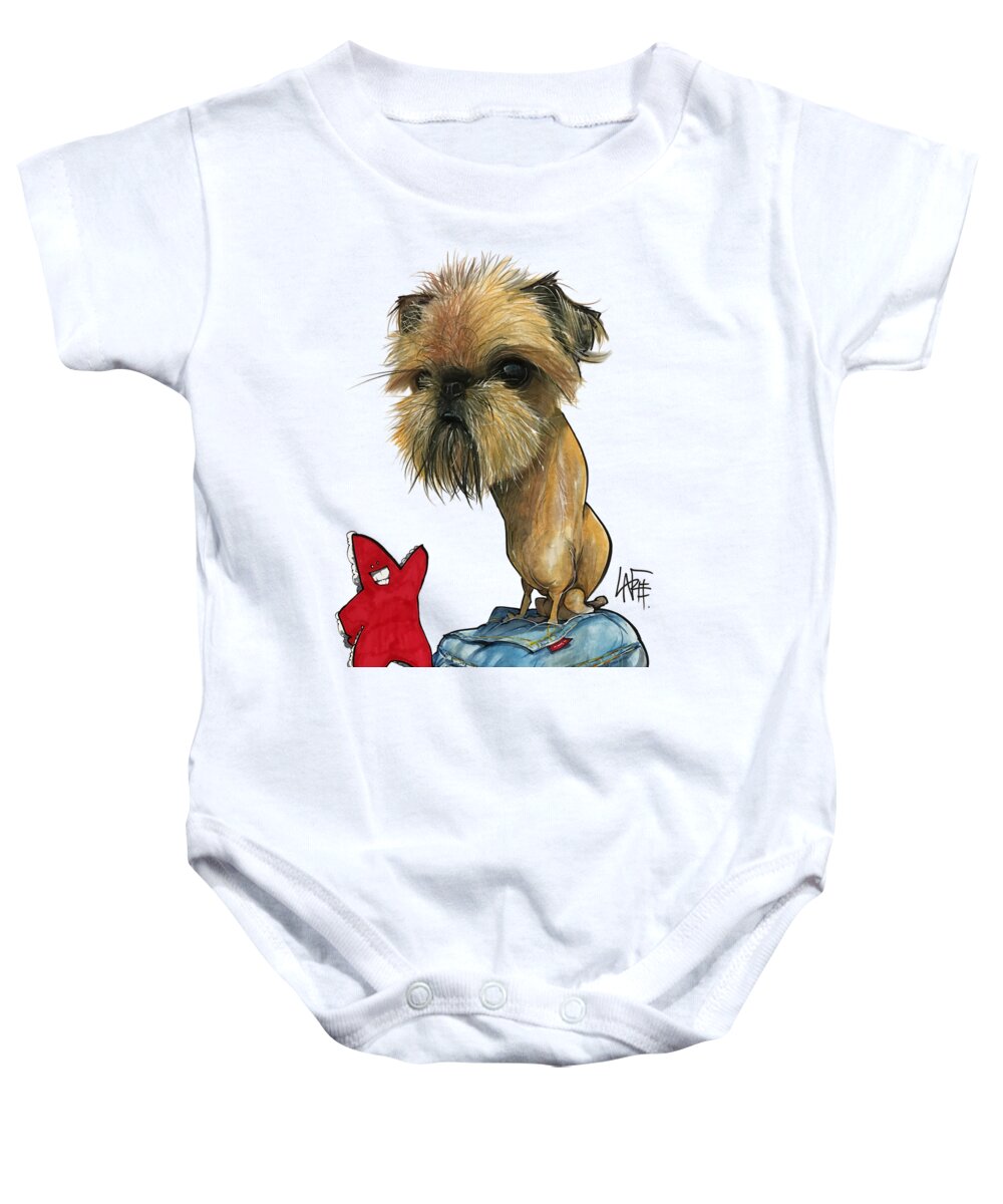 Brussels Griffon Baby Onesie featuring the drawing Salavarria 3149 by Canine Caricatures By John LaFree