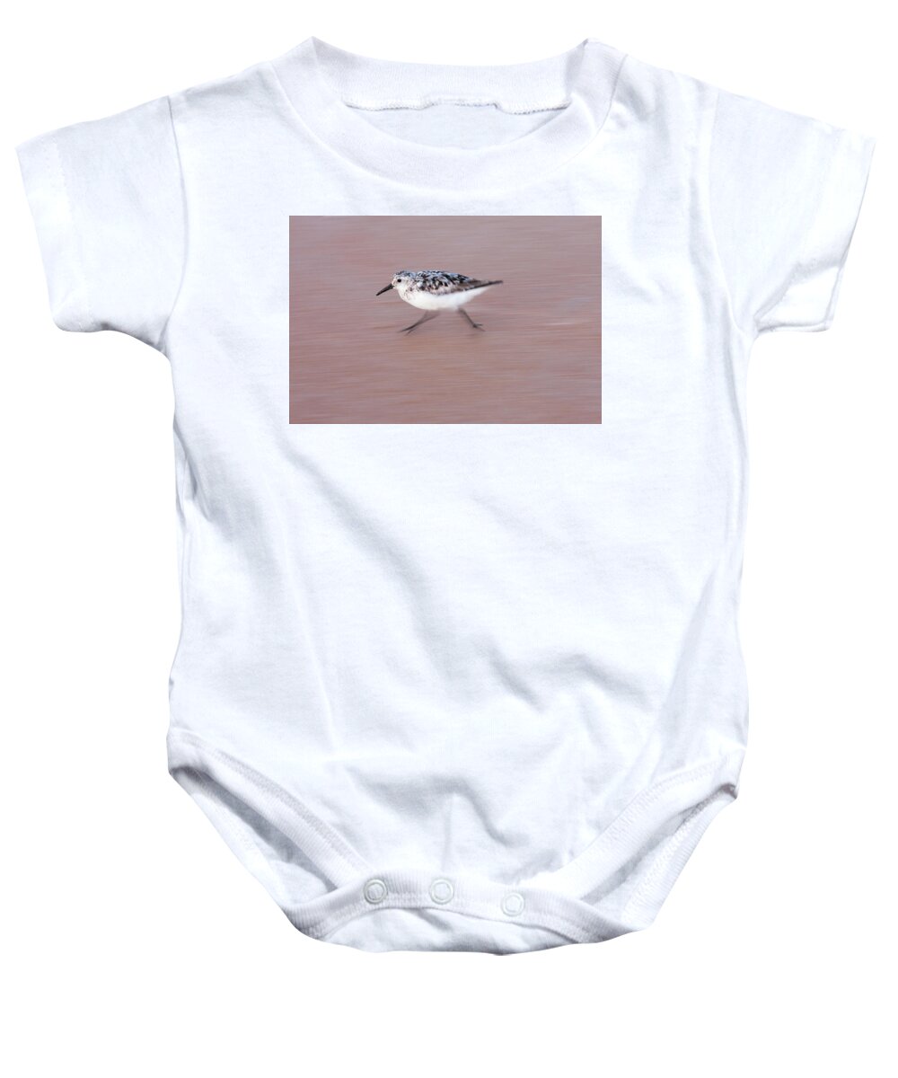 Sanderling Baby Onesie featuring the photograph Sanderling On The Run by Paul Rebmann