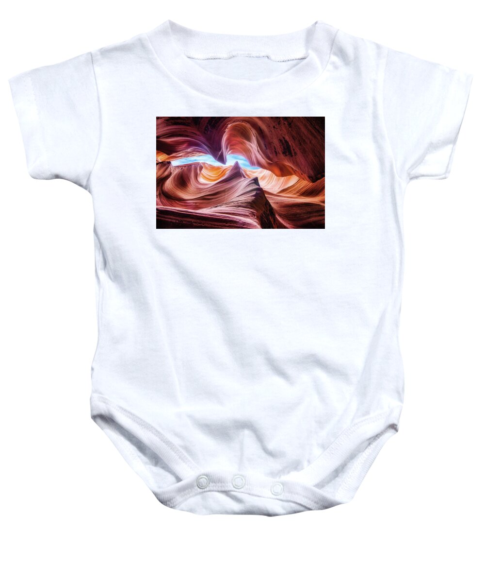Abstract Baby Onesie featuring the photograph Sandstone Storm by Alex Mironyuk