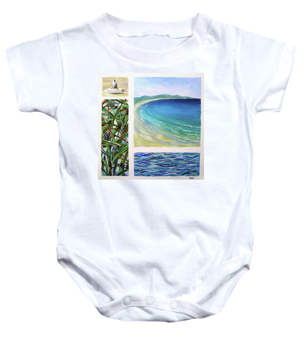 Surf Baby Onesie featuring the painting Seaside Memories by Chris Hobel